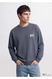 Mavi Logo Antrasit Loose Fit Erkek Sweatshirt 0S10659-80776
