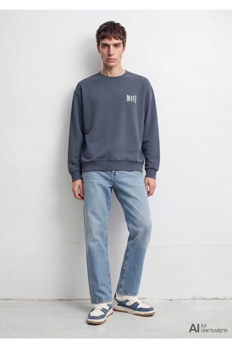 Mavi Logo Antrasit Loose Fit Erkek Sweatshirt 0S10659-80776 - 2