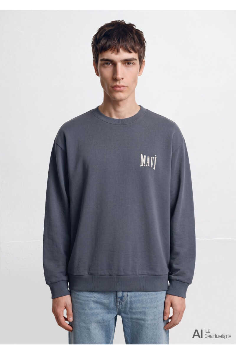 Mavi Logo Antrasit Loose Fit Erkek Sweatshirt 0S10659-80776 - 3
