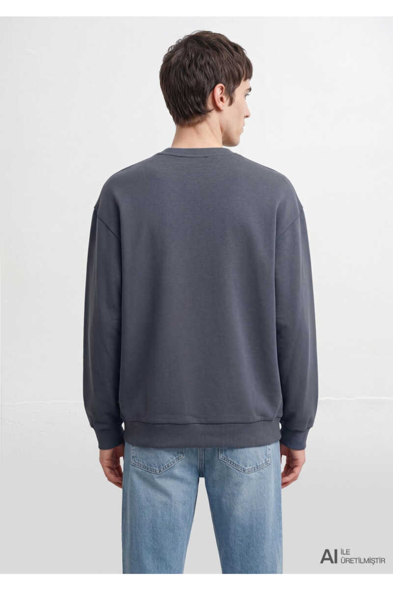 Mavi Logo Antrasit Loose Fit Erkek Sweatshirt 0S10659-80776 - 5