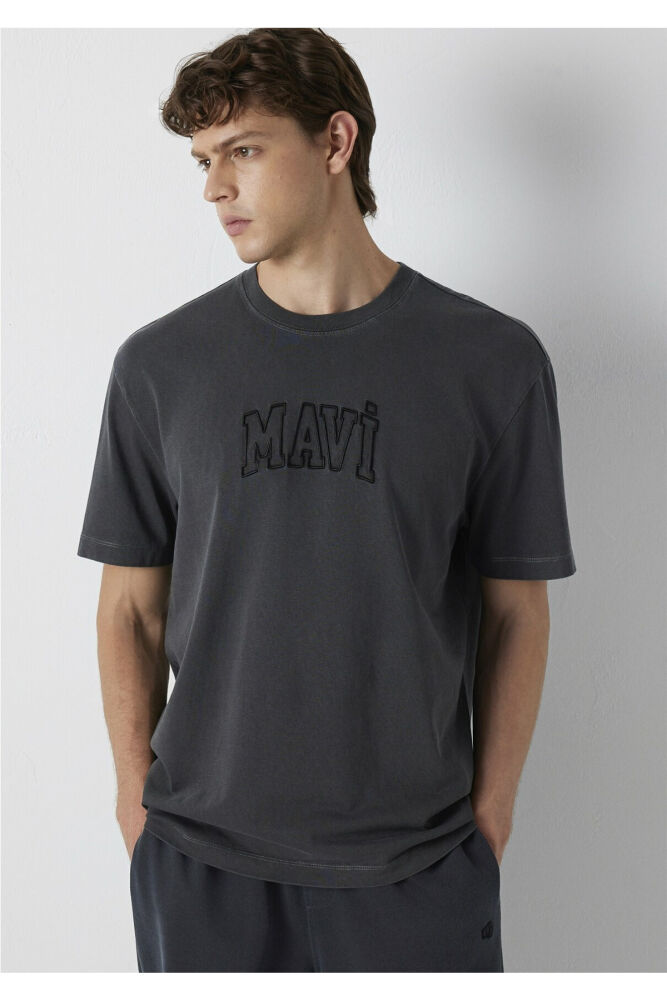 Mavi Logo Baskılı Antrasit Loose Fit Erkek Tişört 0613564-70087