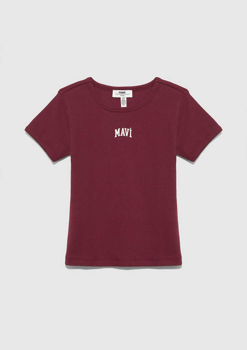 Mavi Logo Baskılı Bordo Çocuk Tişört 7610350-70393 (1)