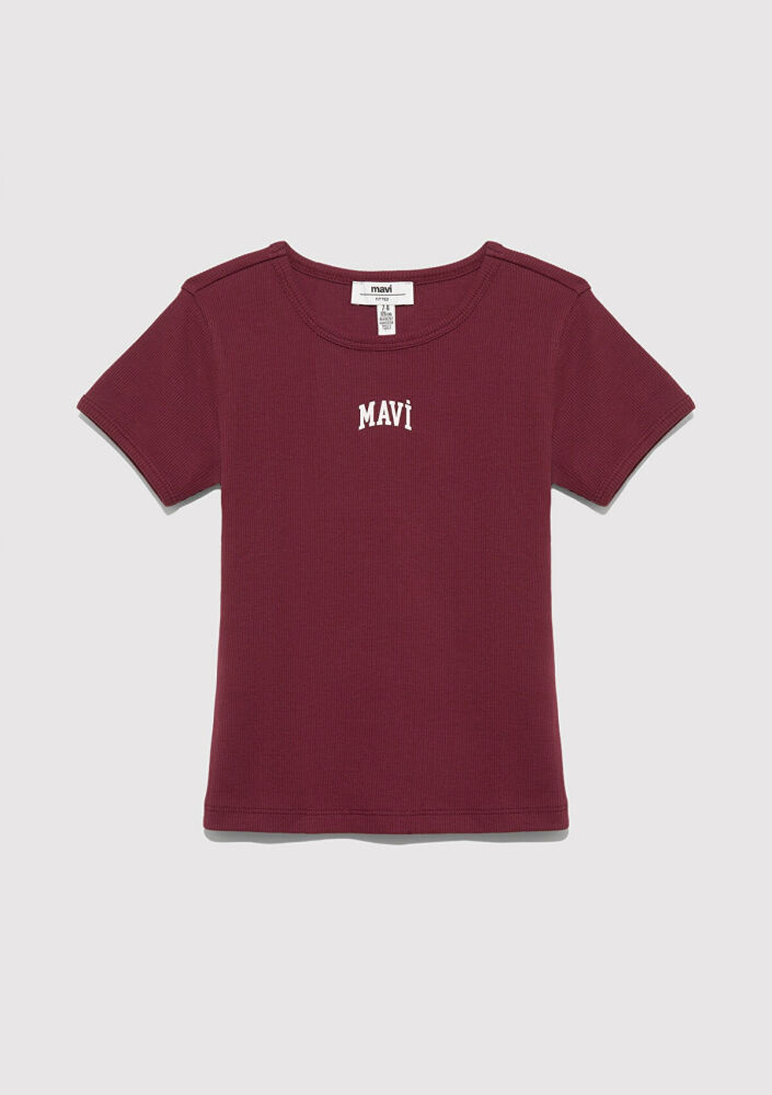 Mavi Logo Baskılı Bordo Çocuk Tişört 7610350-70393 (1)