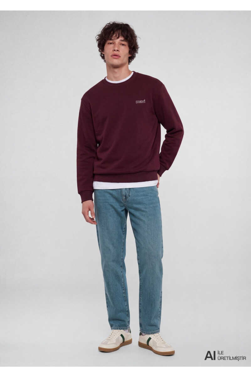 Mavi Logo Baskılı Bordo Loose Fit Erkek Sweatshirt0S10379-70434 - 1
