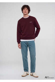 Mavi Logo Baskılı Bordo Loose Fit Erkek Sweatshirt0S10379-70434