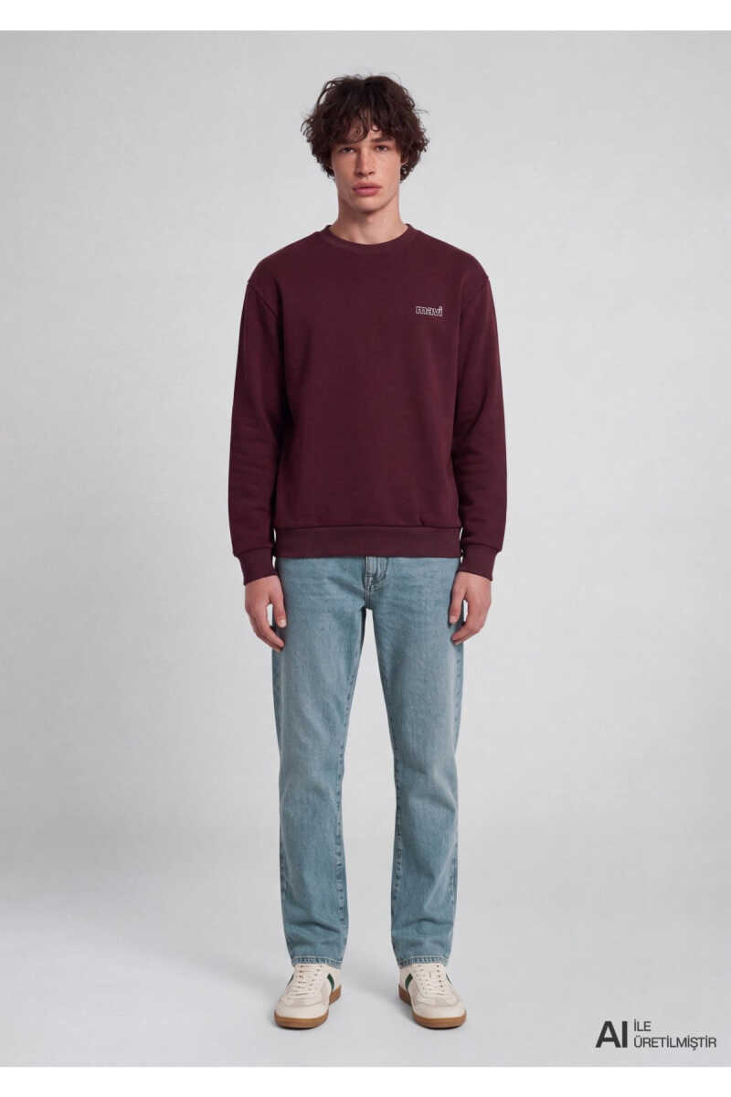 Mavi Logo Baskılı Bordo Loose Fit Erkek Sweatshirt0S10379-70434 - 2