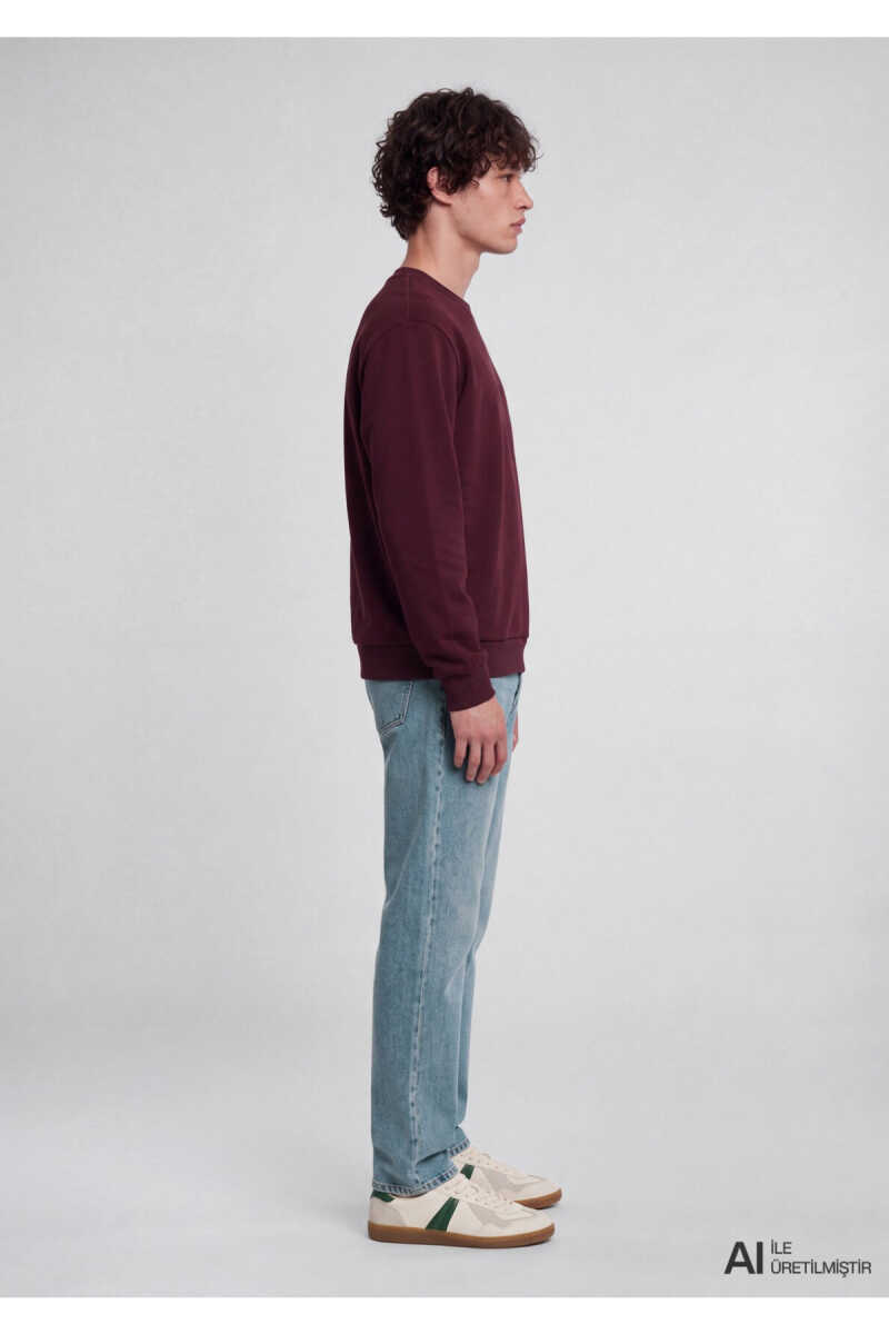 Mavi Logo Baskılı Bordo Loose Fit Erkek Sweatshirt0S10379-70434 - 3