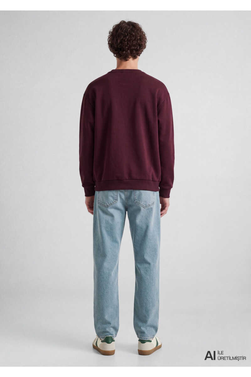 Mavi Logo Baskılı Bordo Loose Fit Erkek Sweatshirt0S10379-70434 - 4