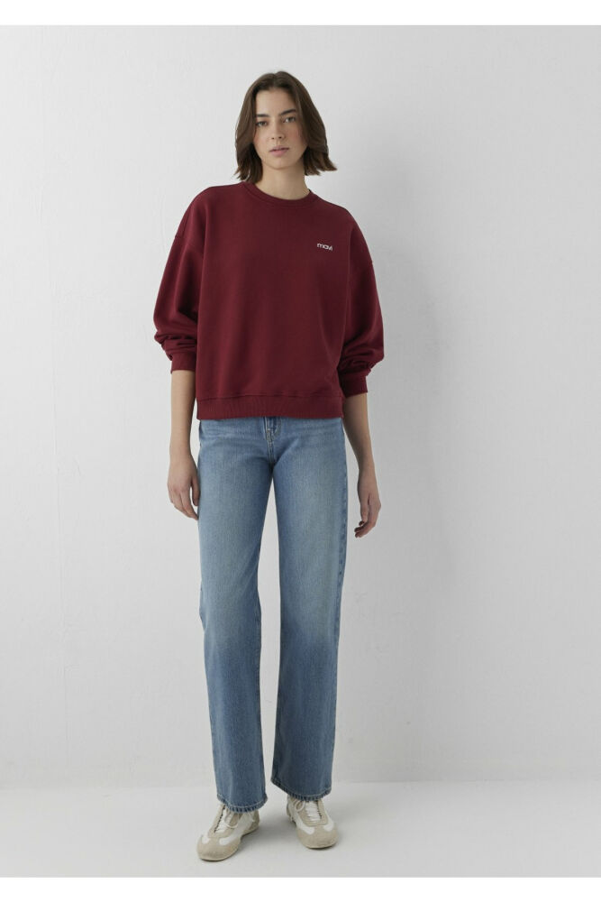Mavi Logo Baskılı Bordo Loose Fit Kadın Sweatshirt 1S10490-85633 (1)