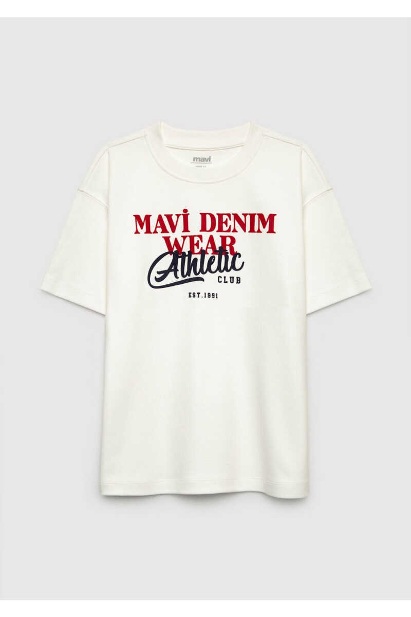 Mavi Logo Baskılı Ekru Loose Fit Çocuk Tişört 6610486-70057 - 2