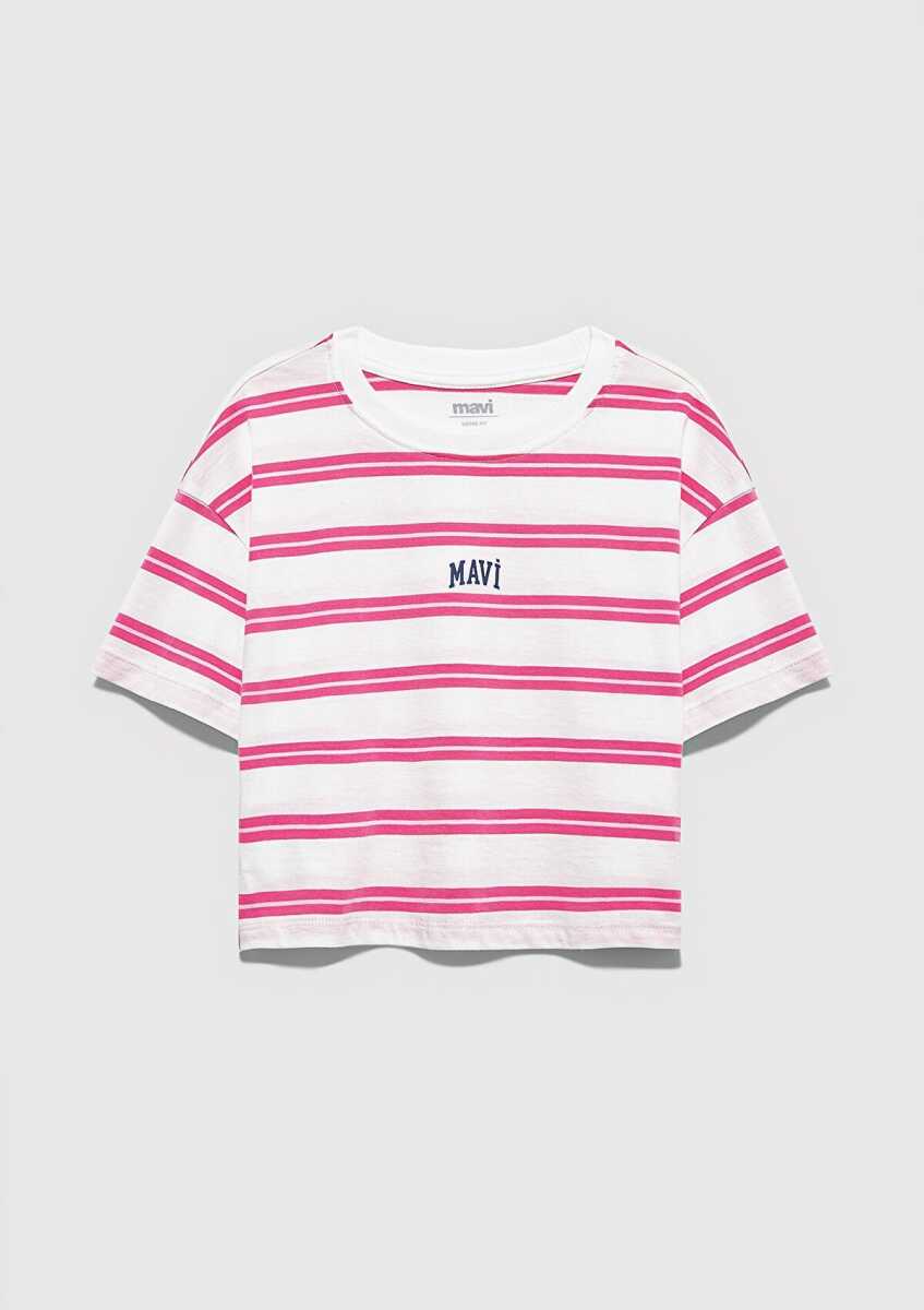 Mavi Logo Baskılı Ekru Loose Fit Çocuk Tişört 7610387-91358 - 2
