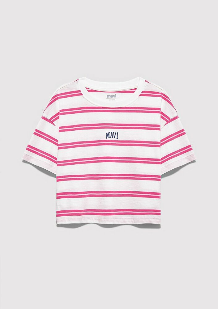 Mavi Logo Baskılı Ekru Loose Fit Çocuk Tişört 7610387-91358 (1)