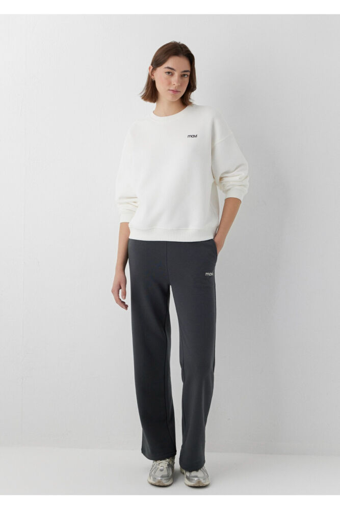 Mavi Logo Baskılı Ekru Loose Fit Kadın Sweatshirt 1S10490-80194 (1)