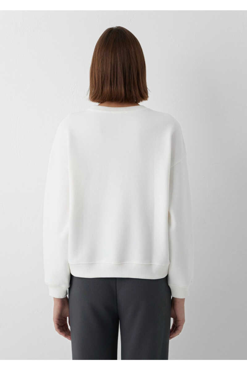 Mavi Logo Baskılı Ekru Loose Fit Kadın Sweatshirt 1S10490-80194 - 5