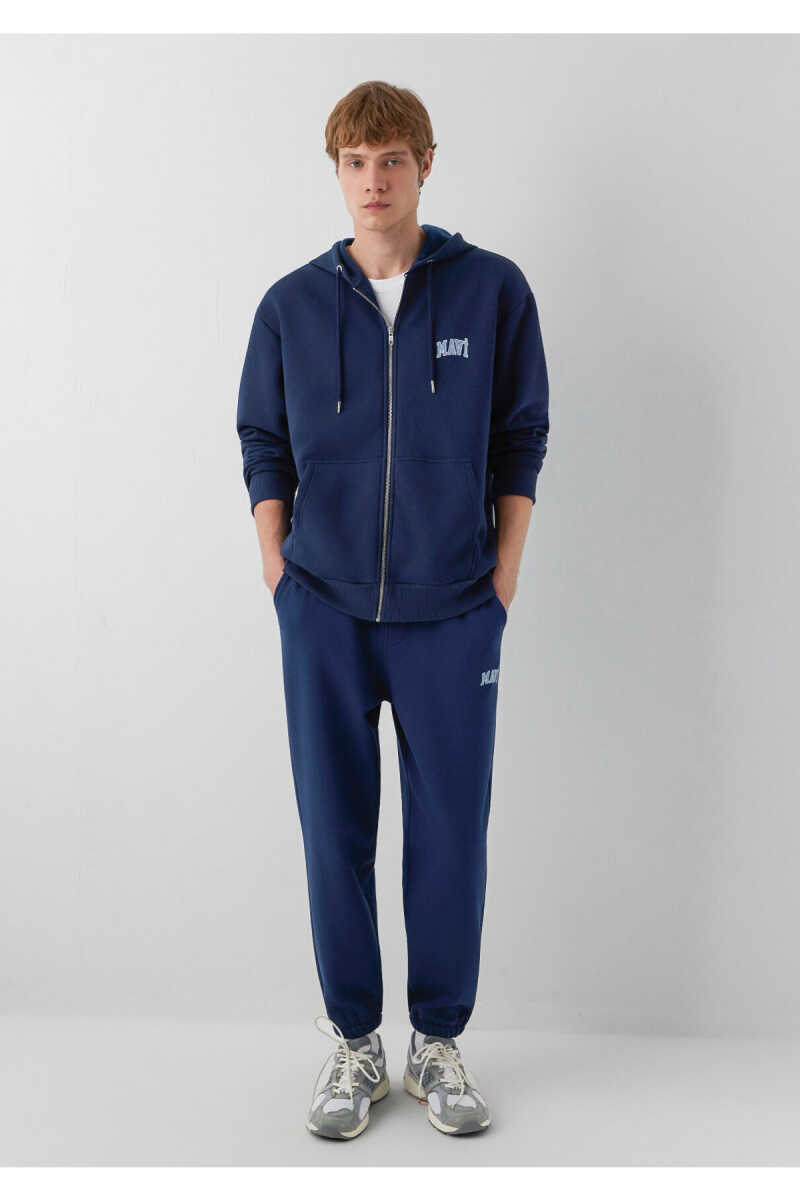 Mavi Logo Baskılı Kapüşonlu Fermuarlı Lacivert Loose Fit Erkek Sweatshirt 0611715-70497 - 1