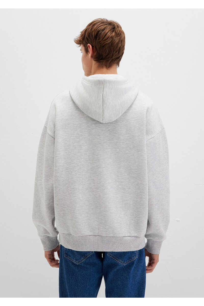 Mavi Logo Baskılı Kapüşonlu Gri Oversize Erkek Sweatshirt 067149-80196 - 4