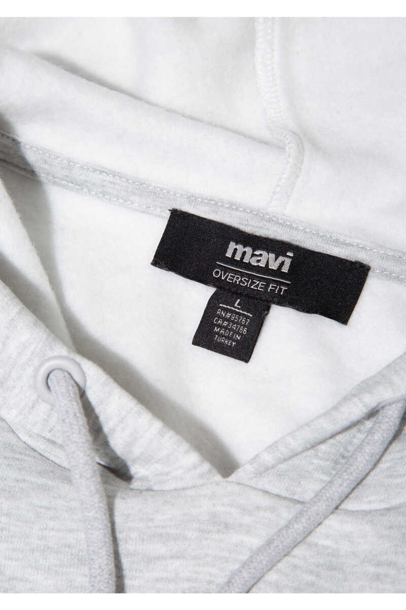 Mavi Logo Baskılı Kapüşonlu Gri Oversize Erkek Sweatshirt 067149-80196 - 7