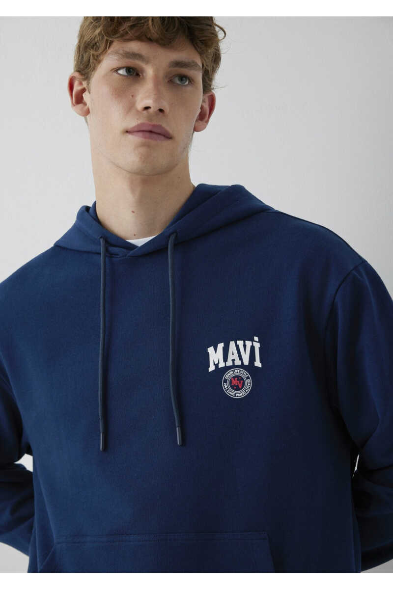 Mavi Logo Baskılı Kapüşonlu Lacivert Loose Fit Erkek Sweatshirt 0S10656-89353 - 1