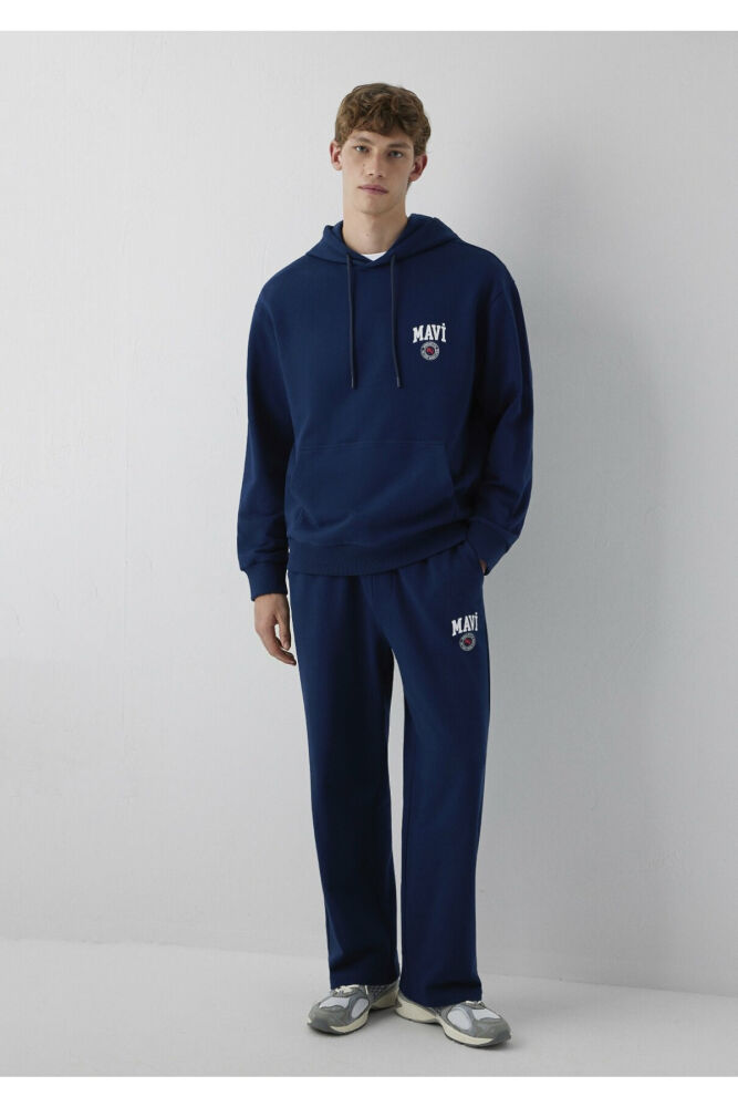 Mavi Logo Baskılı Kapüşonlu Lacivert Loose Fit Erkek Sweatshirt 0S10656-89353 (1)