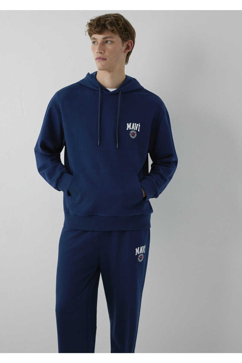 Mavi Logo Baskılı Kapüşonlu Lacivert Loose Fit Erkek Sweatshirt 0S10656-89353 - 3