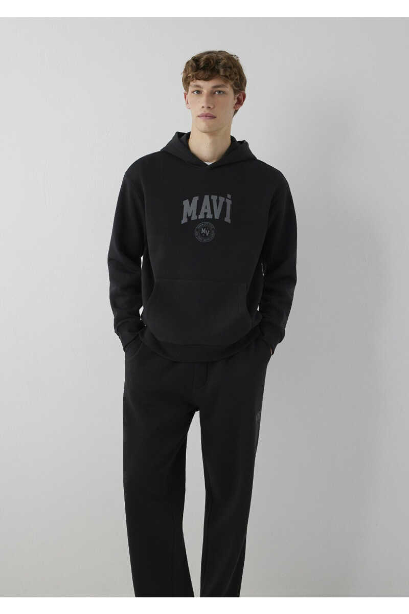 Mavi Logo Baskılı Kapüşonlu Siyah Loose Fit Erkek Sweatshirt 0S10646-900 - 2