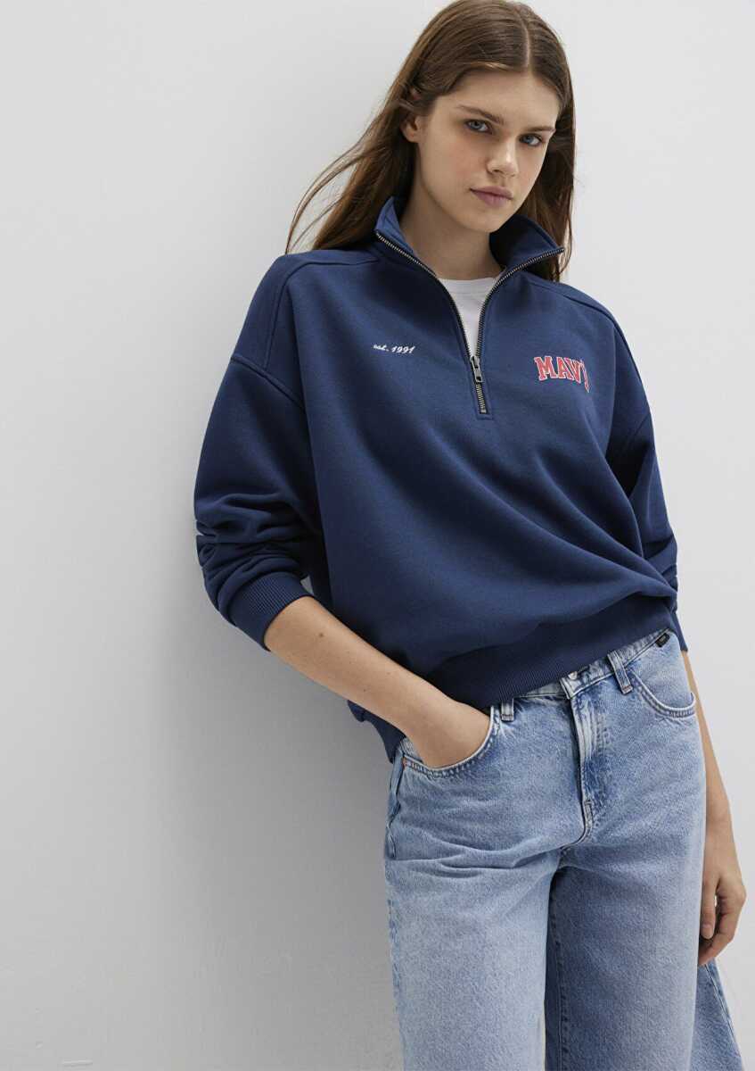 Mavi Logo Baskılı Lacivert Kadın Sweat 1S10373-70488 - 1