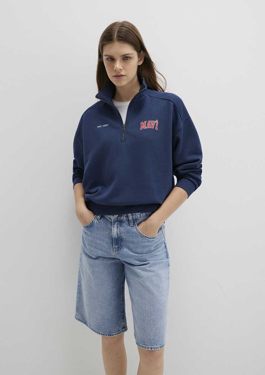 Mavi Logo Baskılı Lacivert Kadın Sweat 1S10373-70488 - 2