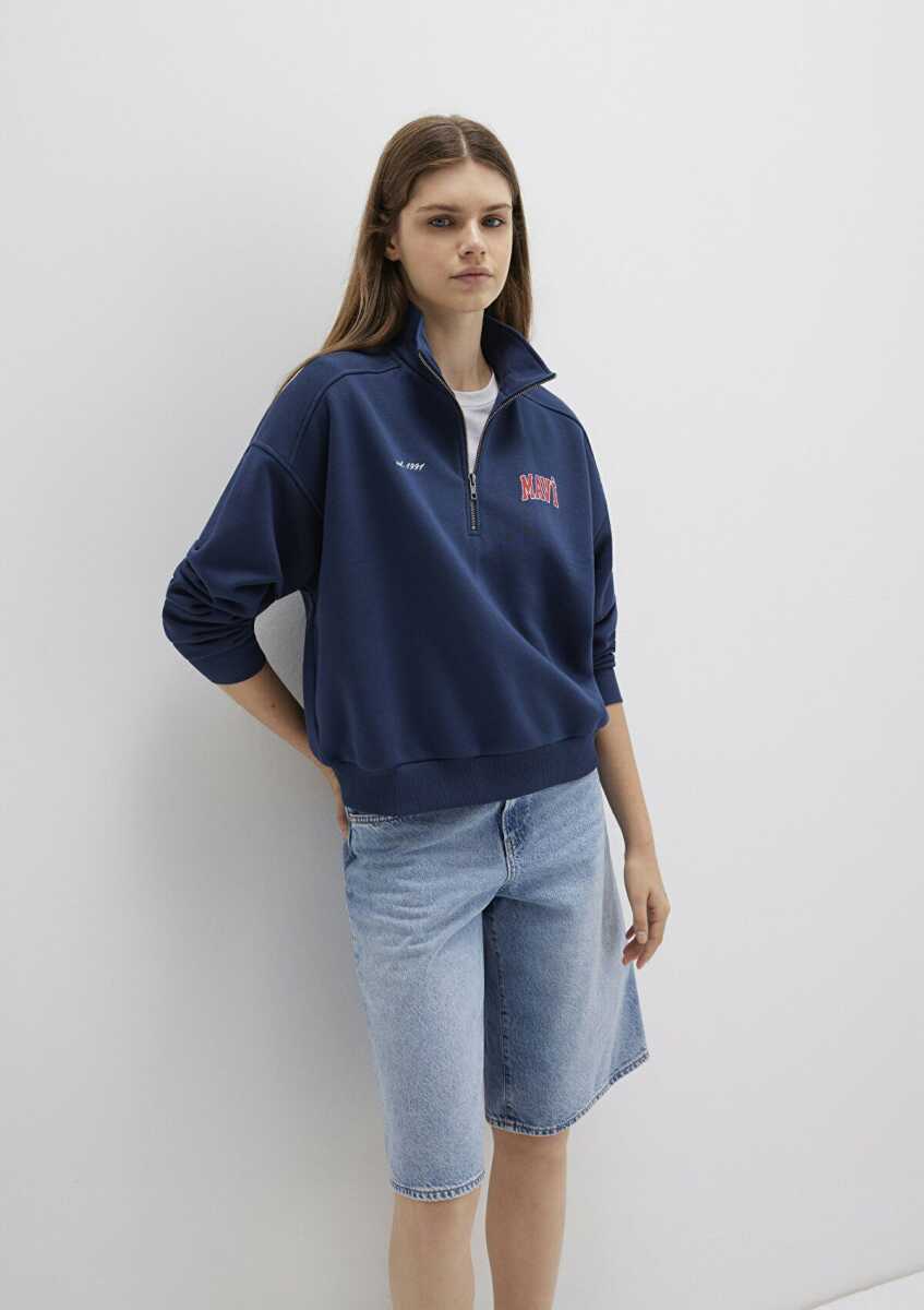 Mavi Logo Baskılı Lacivert Kadın Sweat 1S10373-70488 - 3