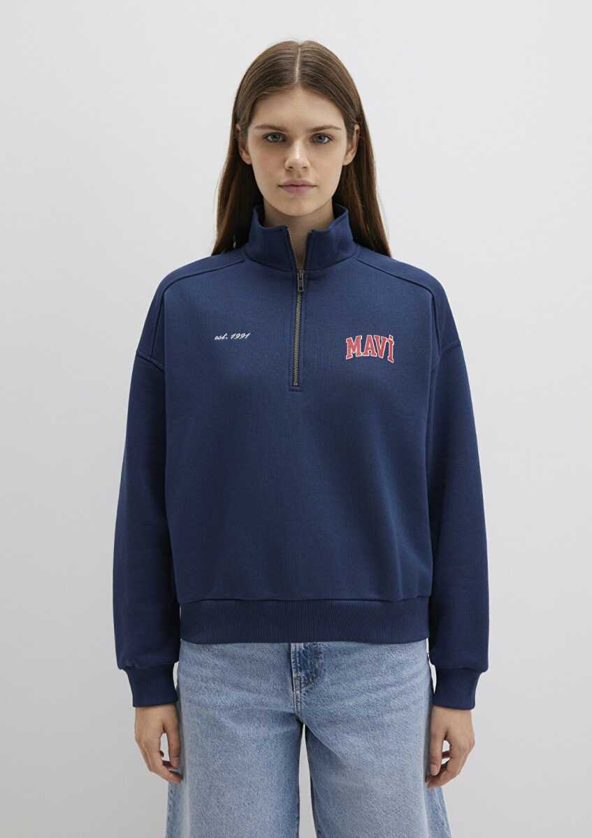 Mavi Logo Baskılı Lacivert Kadın Sweat 1S10373-70488 - 4
