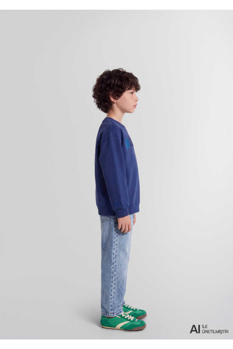 Mavi Logo Baskılı Lacivert Loose Fit Çocuk Sweatshirt 6S20063-70722 - 3