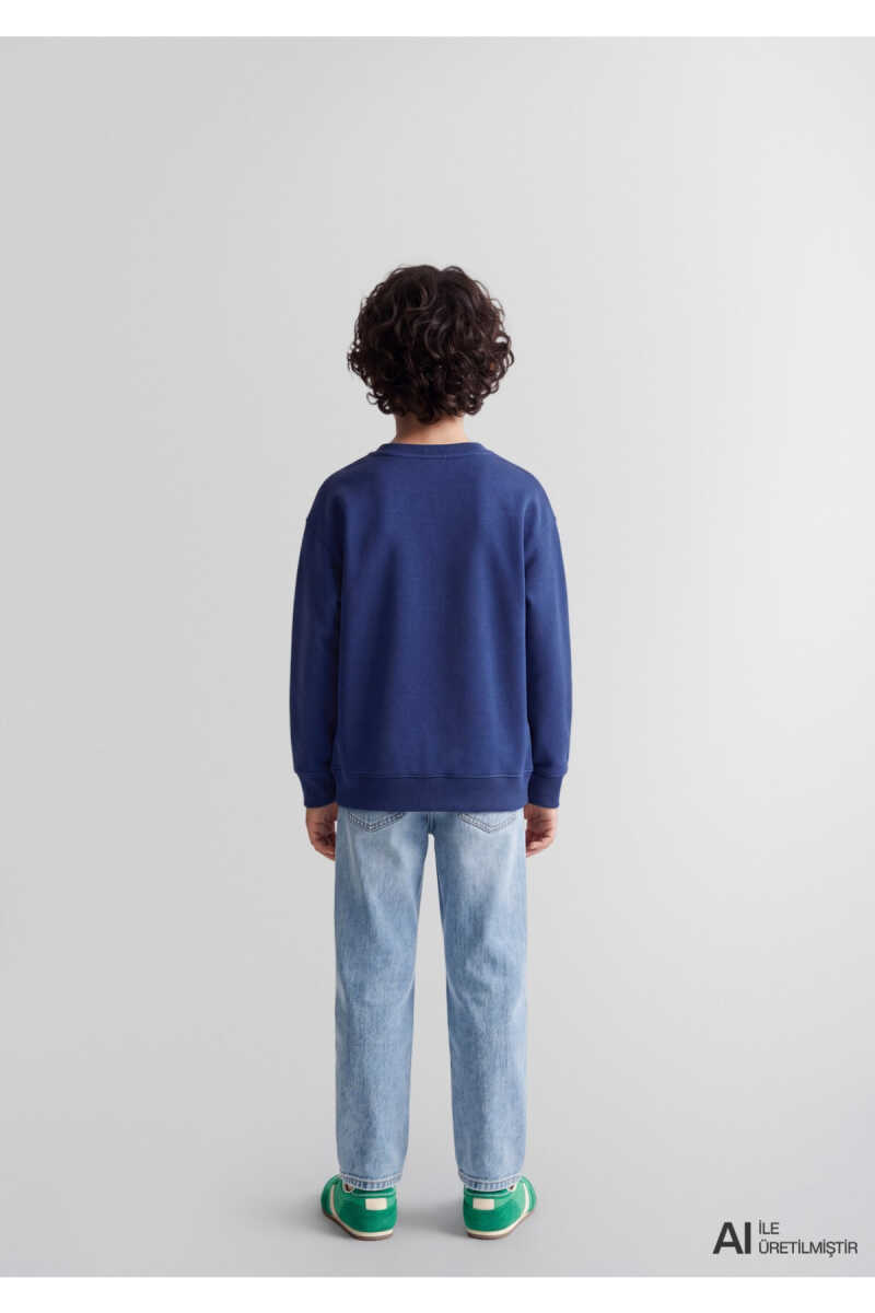 Mavi Logo Baskılı Lacivert Loose Fit Çocuk Sweatshirt 6S20063-70722 - 4