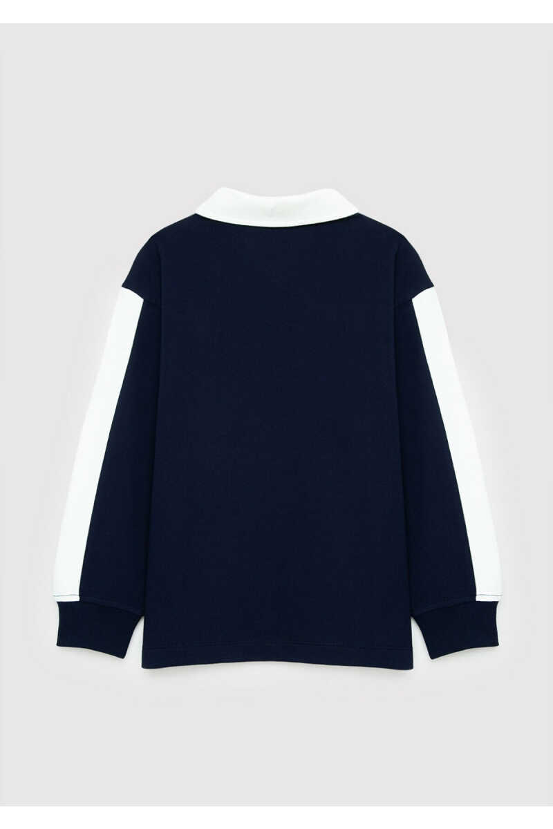 Mavi Logo Baskılı Lacivert Oversize Çocuk Polo Sweatshirt 6S10185-84371 - 3
