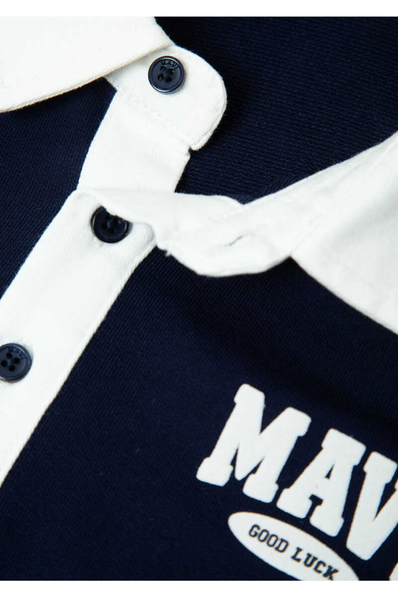 Mavi Logo Baskılı Lacivert Oversize Çocuk Polo Sweatshirt 6S10185-84371 - 4