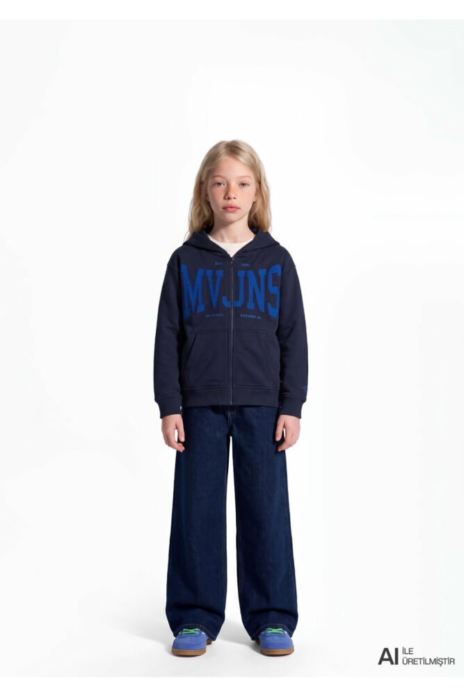 Mavi Logo Baskılı Lacivert Oversize Çocuk Sweatshirt 7S20067-84371 (1)