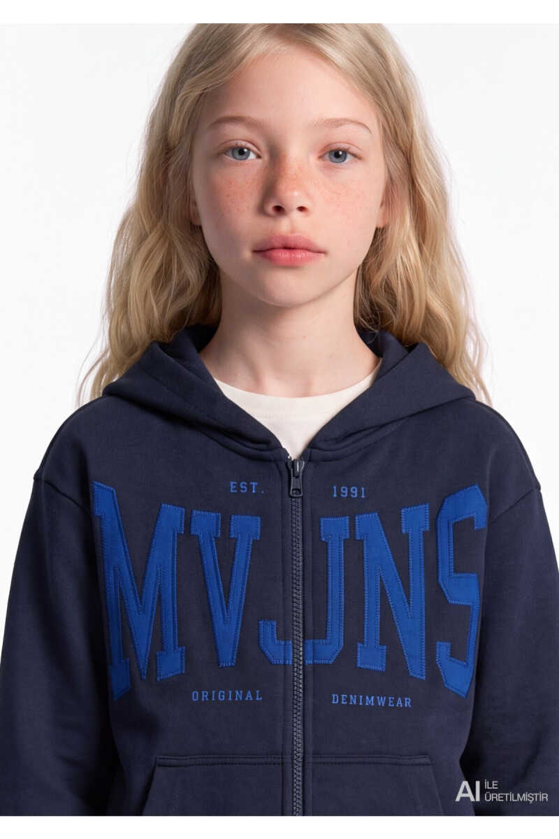 Mavi Logo Baskılı Lacivert Oversize Çocuk Sweatshirt 7S20067-84371 - 5