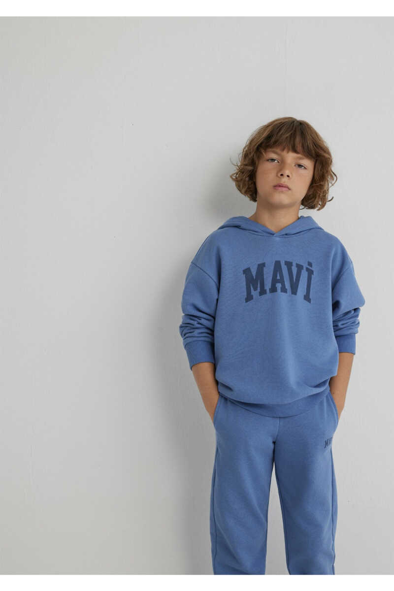 Mavi Logo Baskılı Mavi Loose Fit Çocuk Sweatshirt 6S10143-83767 - 2