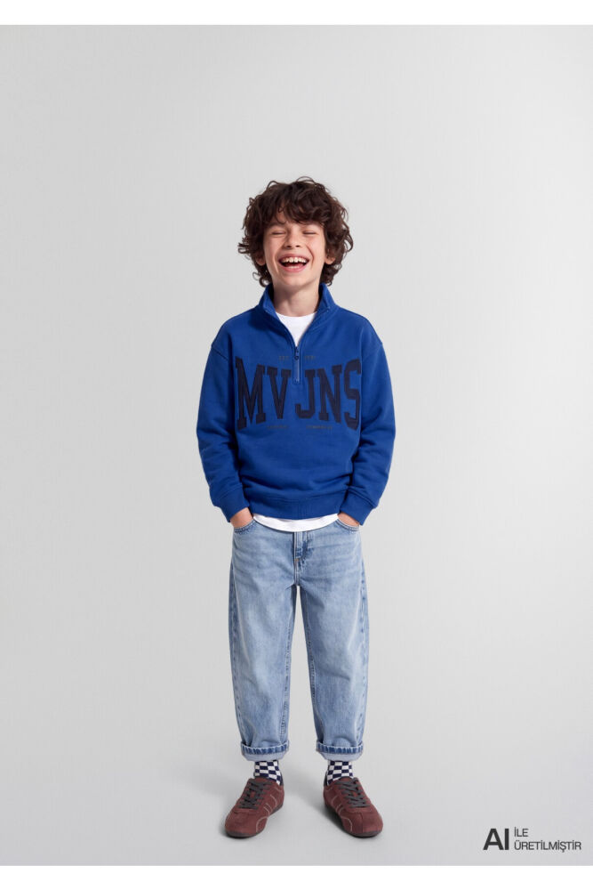 Mavi Logo Baskılı Mavi Loose Fit Çocuk Sweatshirt 6S20062-70896
