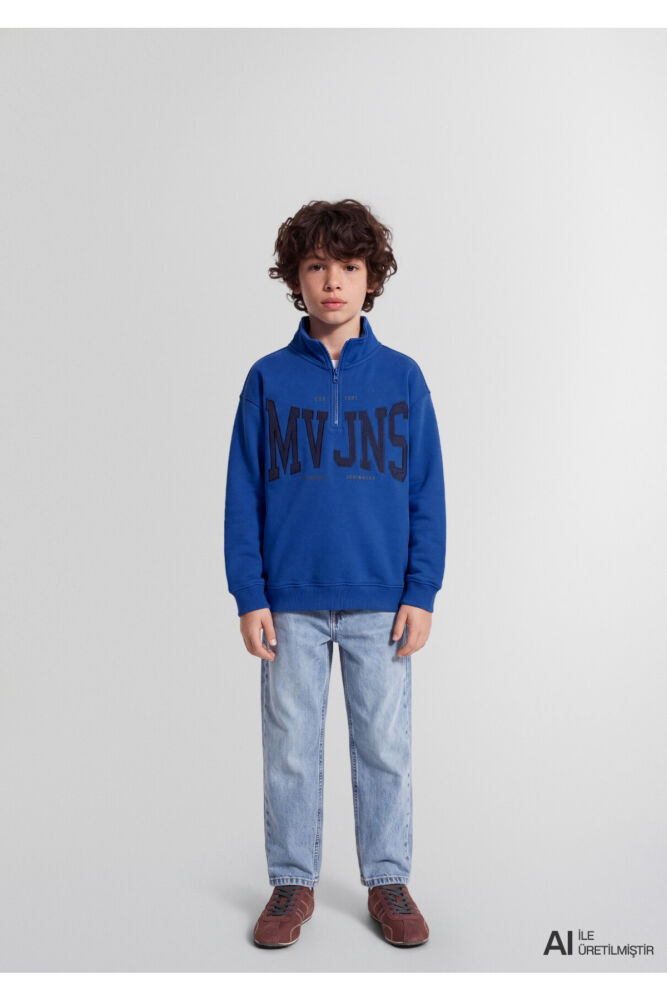 Mavi Logo Baskılı Mavi Loose Fit Çocuk Sweatshirt 6S20062-70896 (1)