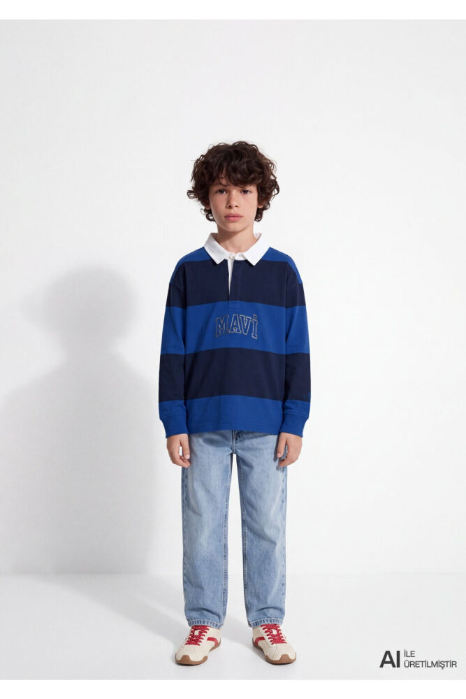 Mavi Logo Baskılı Mavi Loose Fit Çocuk Sweatshirt 6S20064-85471 (1)