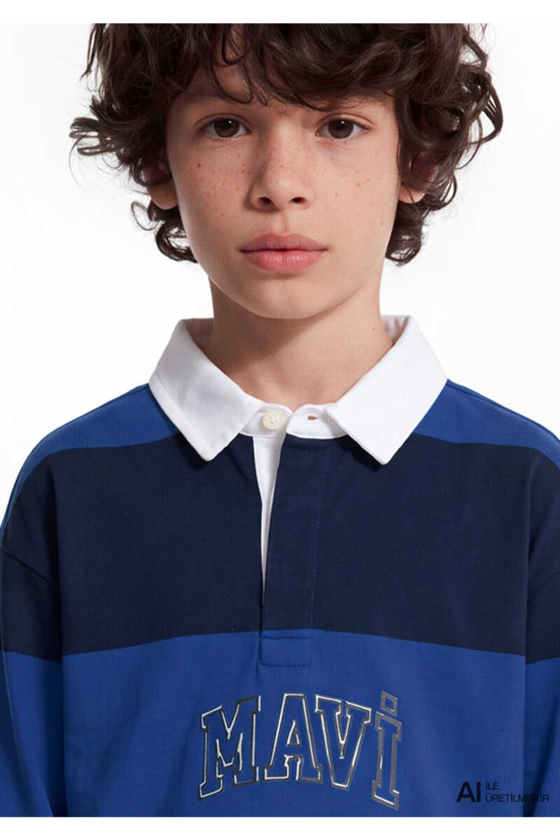 Mavi Logo Baskılı Mavi Loose Fit Çocuk Sweatshirt 6S20064-85471 - 5
