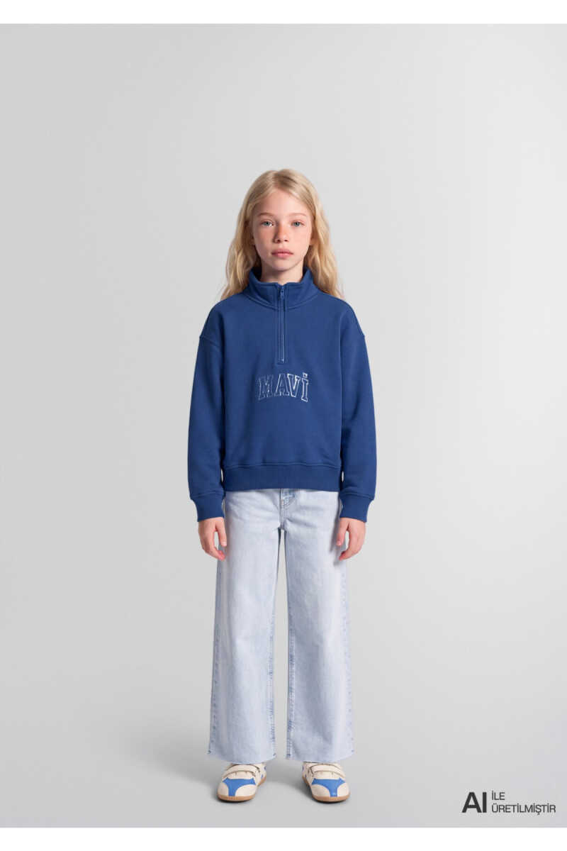 Mavi Logo Baskılı Mavi Loose Fit Çocuk Sweatshirt 7S20068-70896 - 2