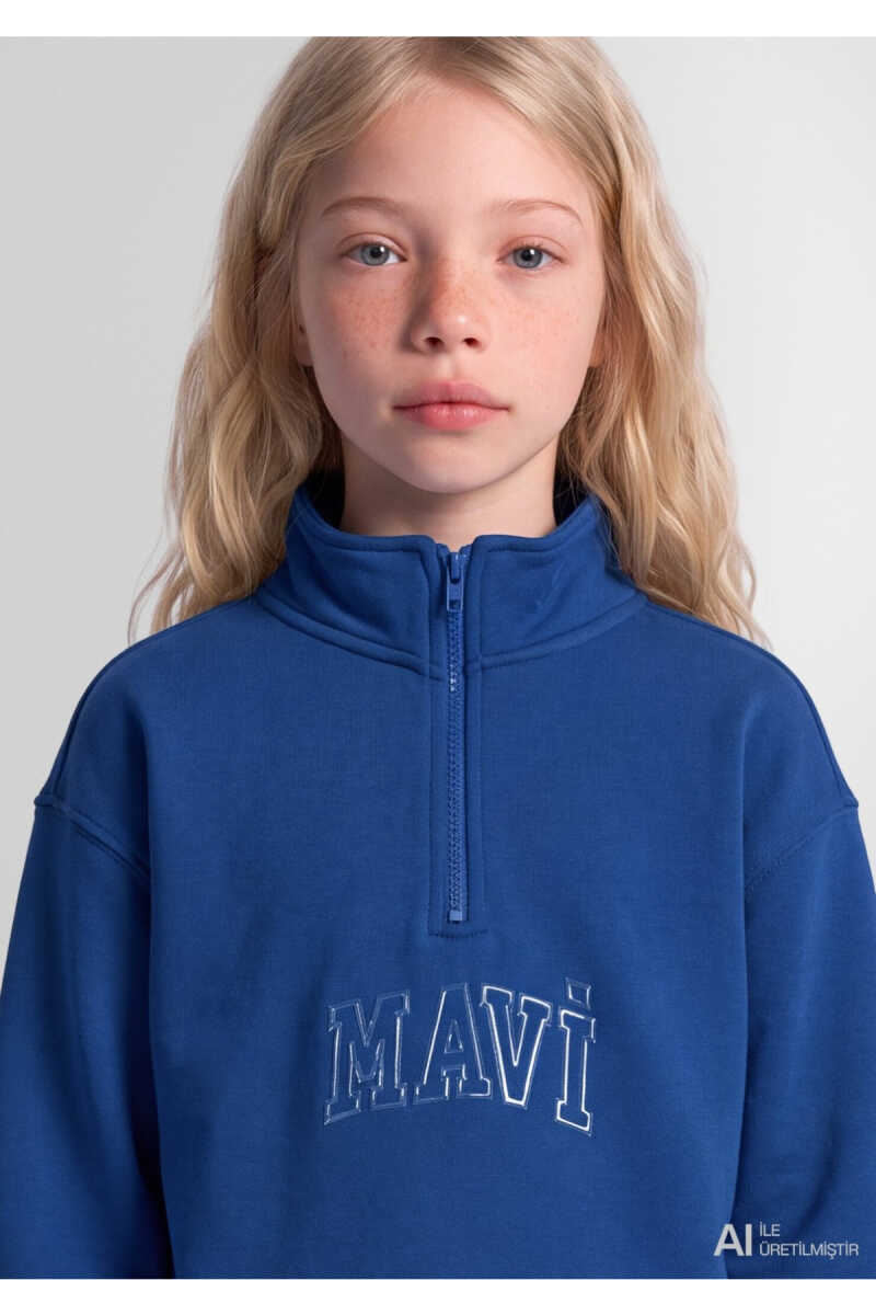Mavi Logo Baskılı Mavi Loose Fit Çocuk Sweatshirt 7S20068-70896 - 5