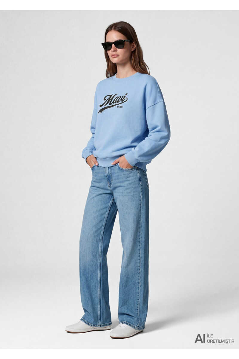 Mavi Logo Baskılı Mavi Loose Fit Kadın Sweatshirt 1S10419-70831 - 1