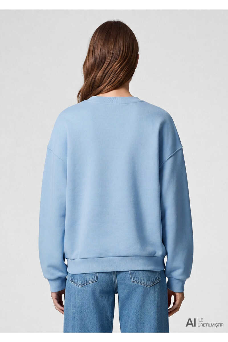 Mavi Logo Baskılı Mavi Loose Fit Kadın Sweatshirt 1S10419-70831 - 4