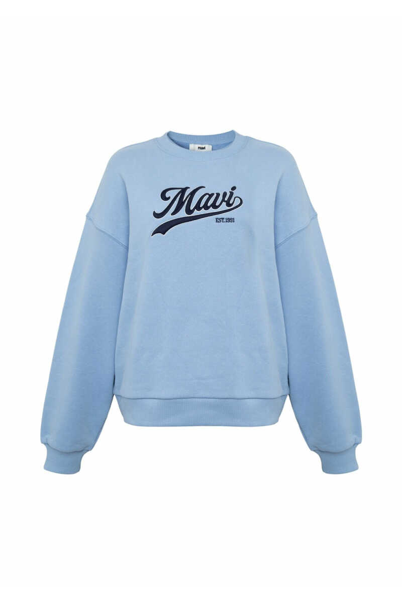 Mavi Logo Baskılı Mavi Loose Fit Kadın Sweatshirt 1S10419-70831 - 5