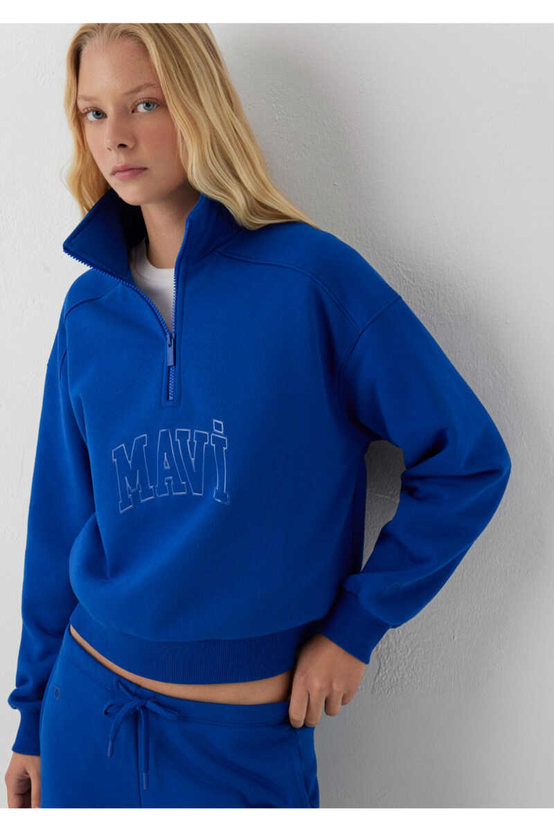 Mavi Logo Baskılı Mavi Loose Fit Kadın Sweatshirt 1S20130-70896 - 1
