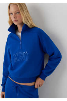 Mavi Logo Baskılı Mavi Loose Fit Kadın Sweatshirt 1S20130-70896