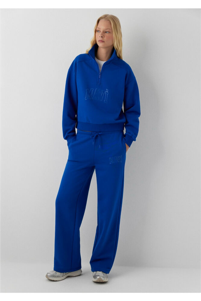 Mavi Logo Baskılı Mavi Loose Fit Kadın Sweatshirt 1S20130-70896 (1)