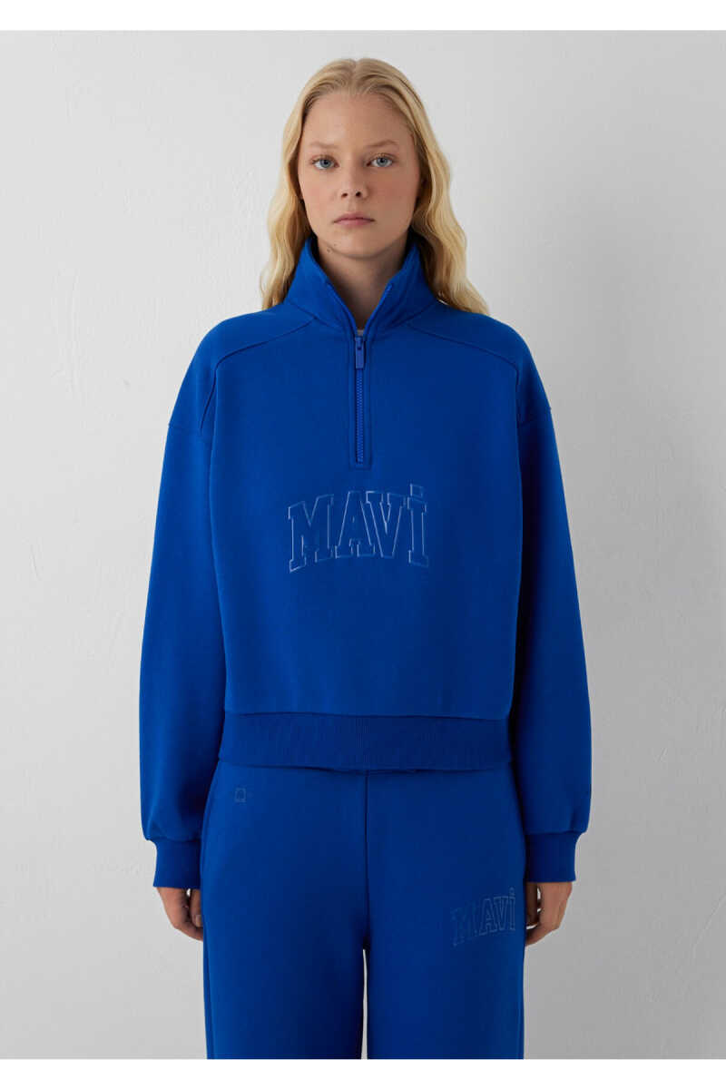 Mavi Logo Baskılı Mavi Loose Fit Kadın Sweatshirt 1S20130-70896 - 3