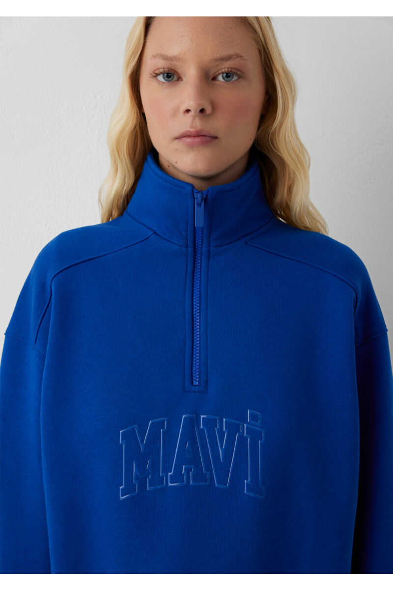 Mavi Logo Baskılı Mavi Loose Fit Kadın Sweatshirt 1S20130-70896 - 6
